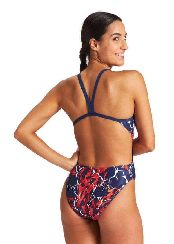 Arena Earth Texture Challenge Back Swimsuit – Navy/ Red