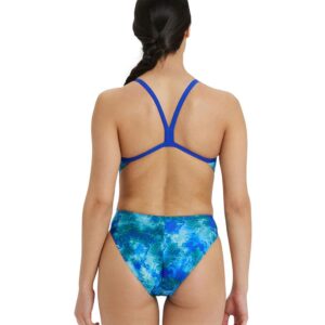 Arena Allover Challenge Back Swimsuit – Neon Blue/ Multi