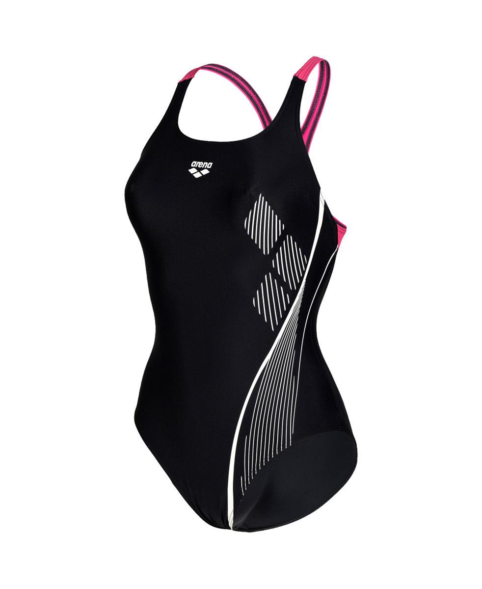 Arena Women's Graphic Pro Back Swimsuit - Black/ Freak Rose-565885