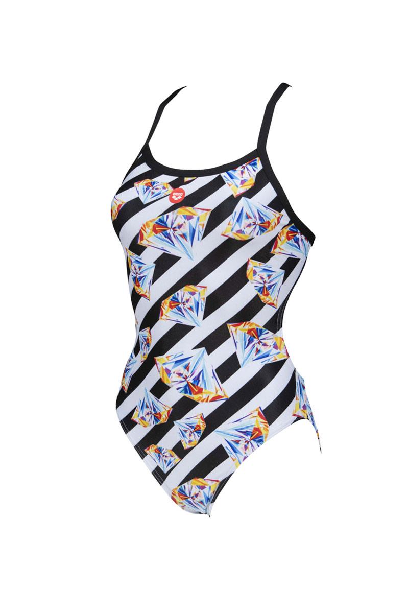 Arena Crazy Diamonds Challenge Back Swimsuit - Black/ White/ Multi-565843