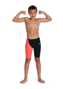 Speedo Boy's Fastskin Junior Endurance+ High Waisted Jammer - Black/ Phoenix Red/ Oxid Grey