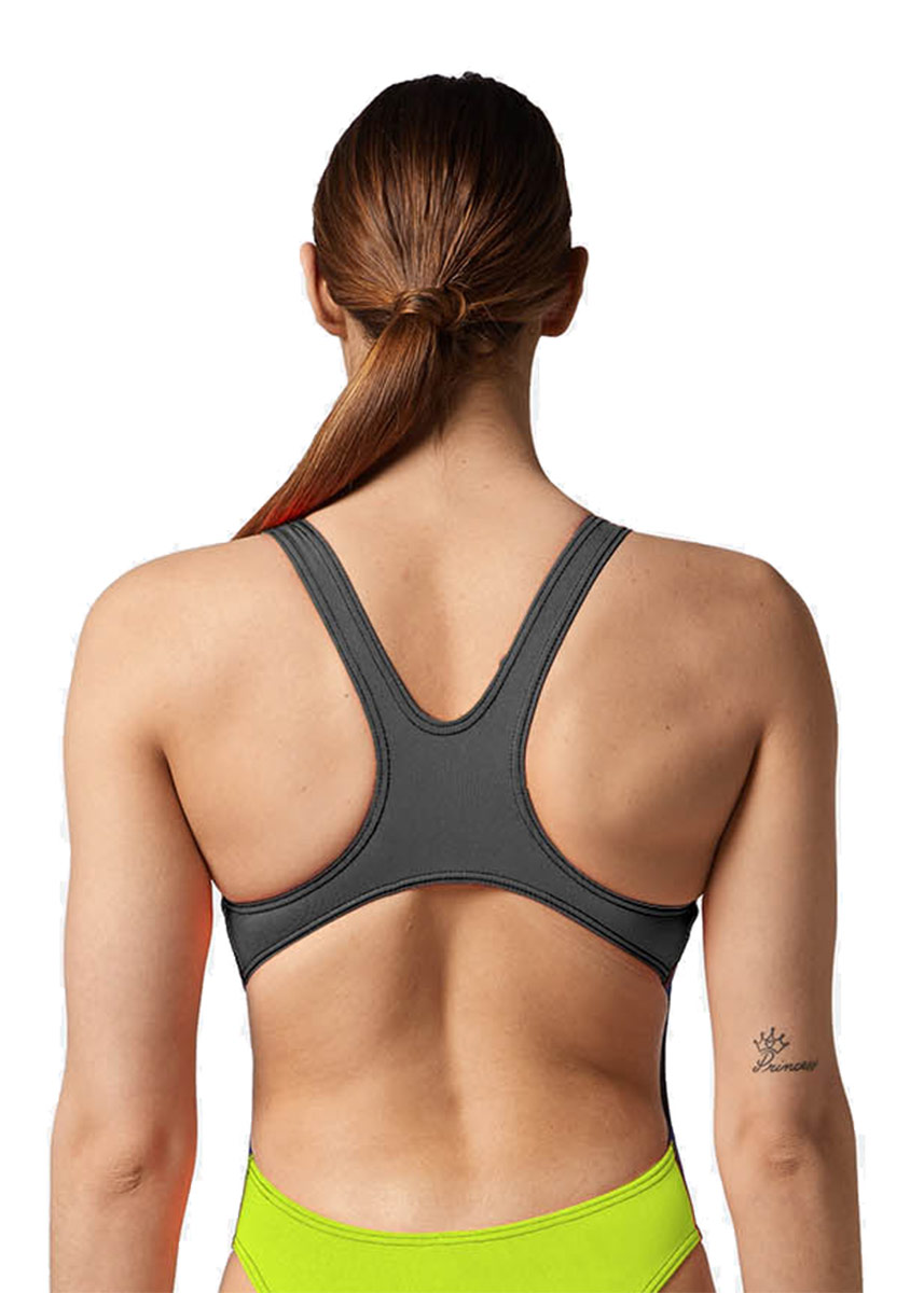 Akron Women's Babbitt Evo 3 Colour Swimsuit - Deejay Pink/Black/Comedy Green-brand