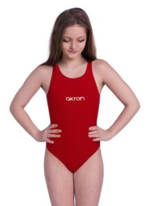Akron Girls Babbitt Evo Swimsuit - Sport Red/Harvard Blue
