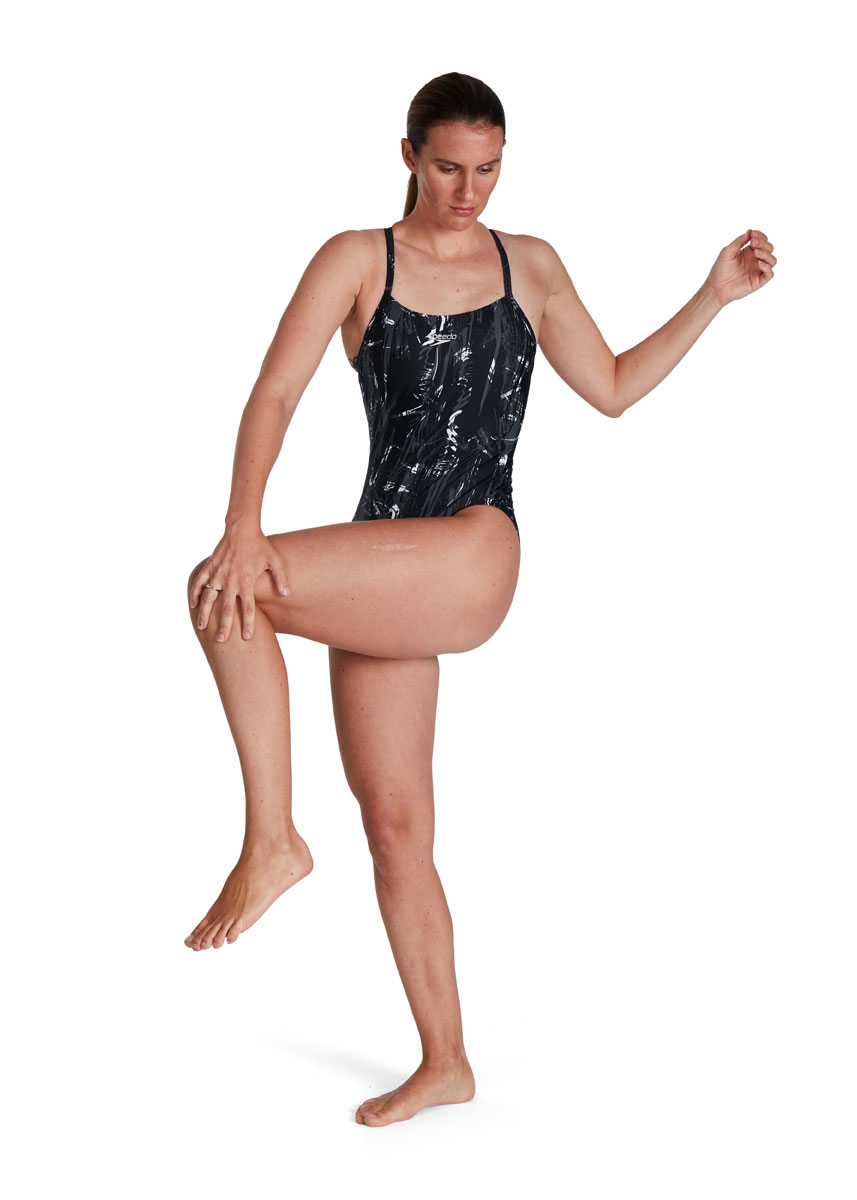 Speedo Women's Allover Rippleback Swimsuit - Black / USA Charcoal / White-568170
