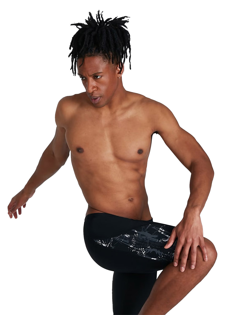 Speedo Allover V-Cut Jammer - Black/ USA Charcoal/ White-0