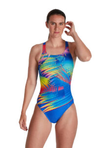 Speedo Womens Placement Digital Medalist Swimsuit - Blue/ Yellow/ Red/ Ultraviolet/ Pink