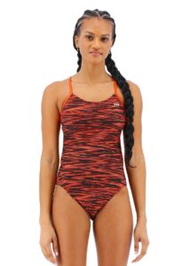 TYR Women's Fizzy Cutoutfit Swimsuit - Black/ Orange