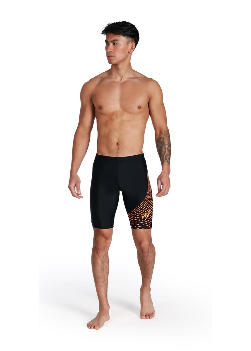 Speedo Medley Logo Jammer - Black/ Papaya Punch-566943