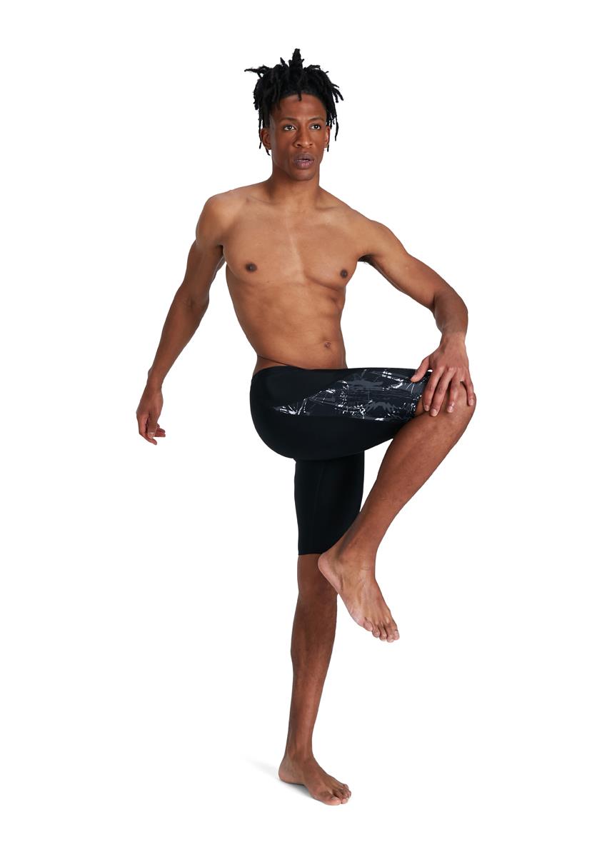 Speedo Allover V-Cut Jammer - Black/ USA Charcoal/ White-566928