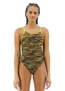 TYR Women's Fizzy Cutoutfit Swimsuit - Black/ Gold