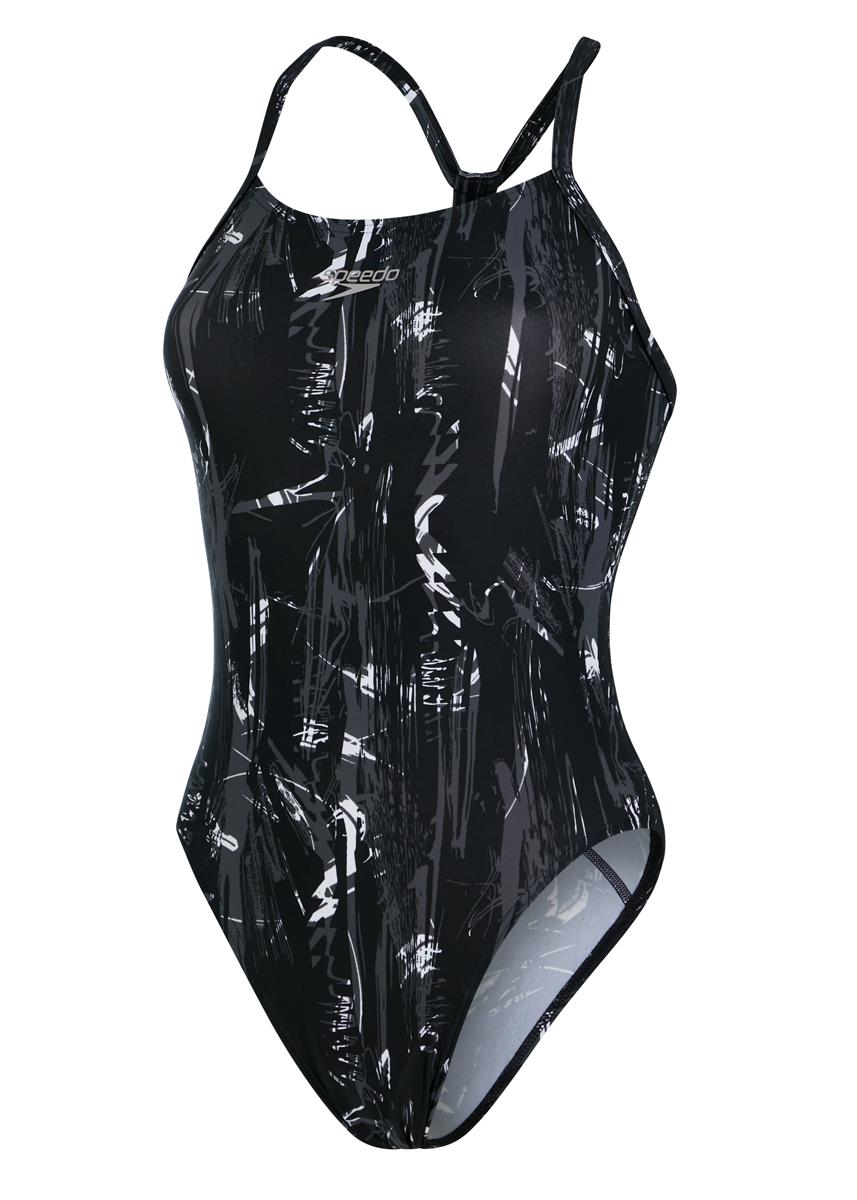 Speedo Women's Allover Rippleback Swimsuit - Black / USA Charcoal / White-566889