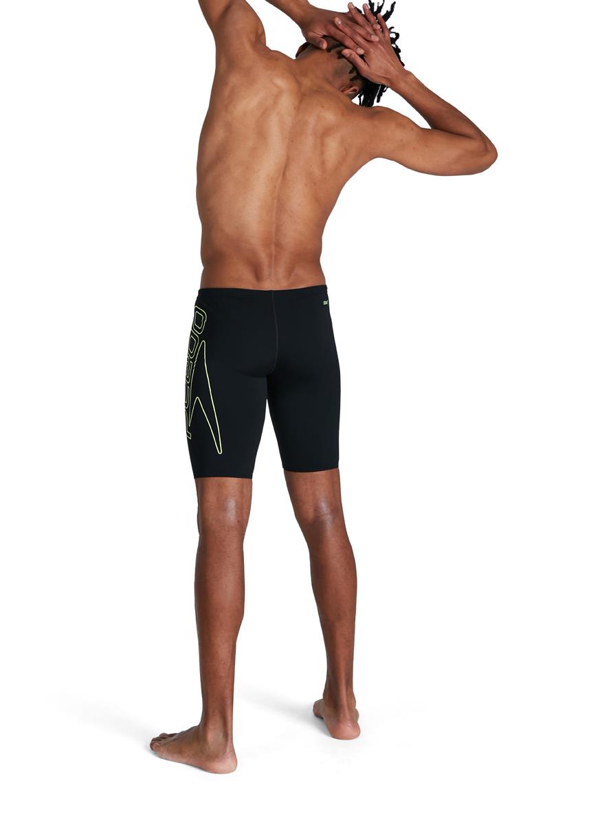 Speedo Boom Logo Placement Jammer - Black/ Bright Zest-brand