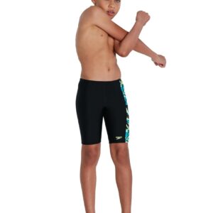 Speedo Boy's Hyper Boom Panel Jammer - Black/ Pool/ Bright Zest-0