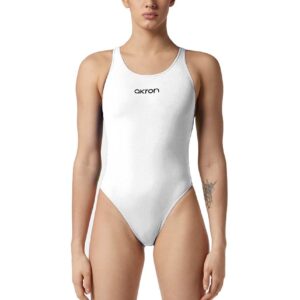 Akron Women's Babbitt Evo Swimsuit - White/Sport Red-0