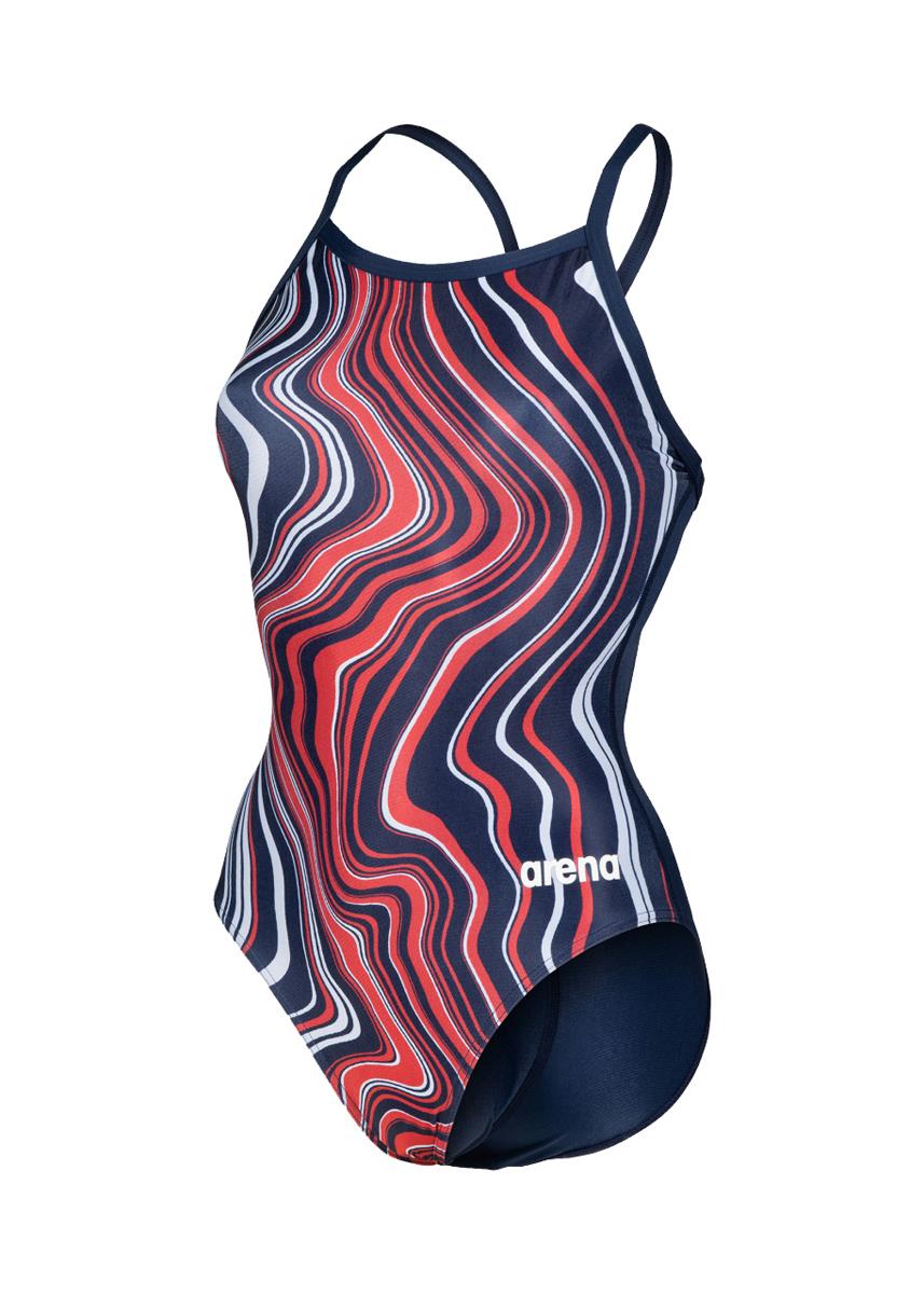 Arena Marbled Lightdrop Back Swimsuit - Navy/Red/Multi-568257