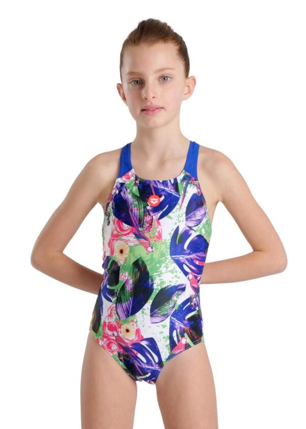 Arena Girl's Crazy Swimsuit - Neon/Blue/Multi-0