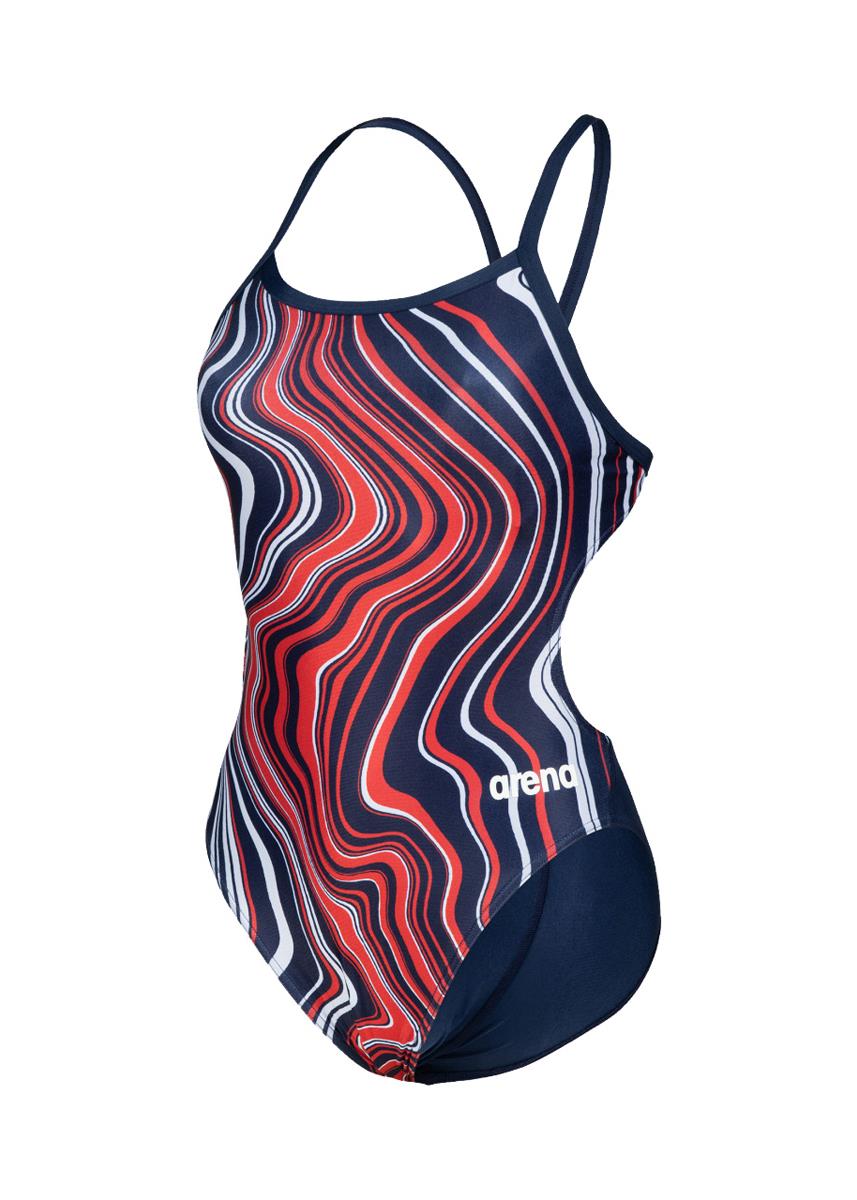Arena Marbled Challenge Back Swimsuit - Navy/Red/Multi-568439