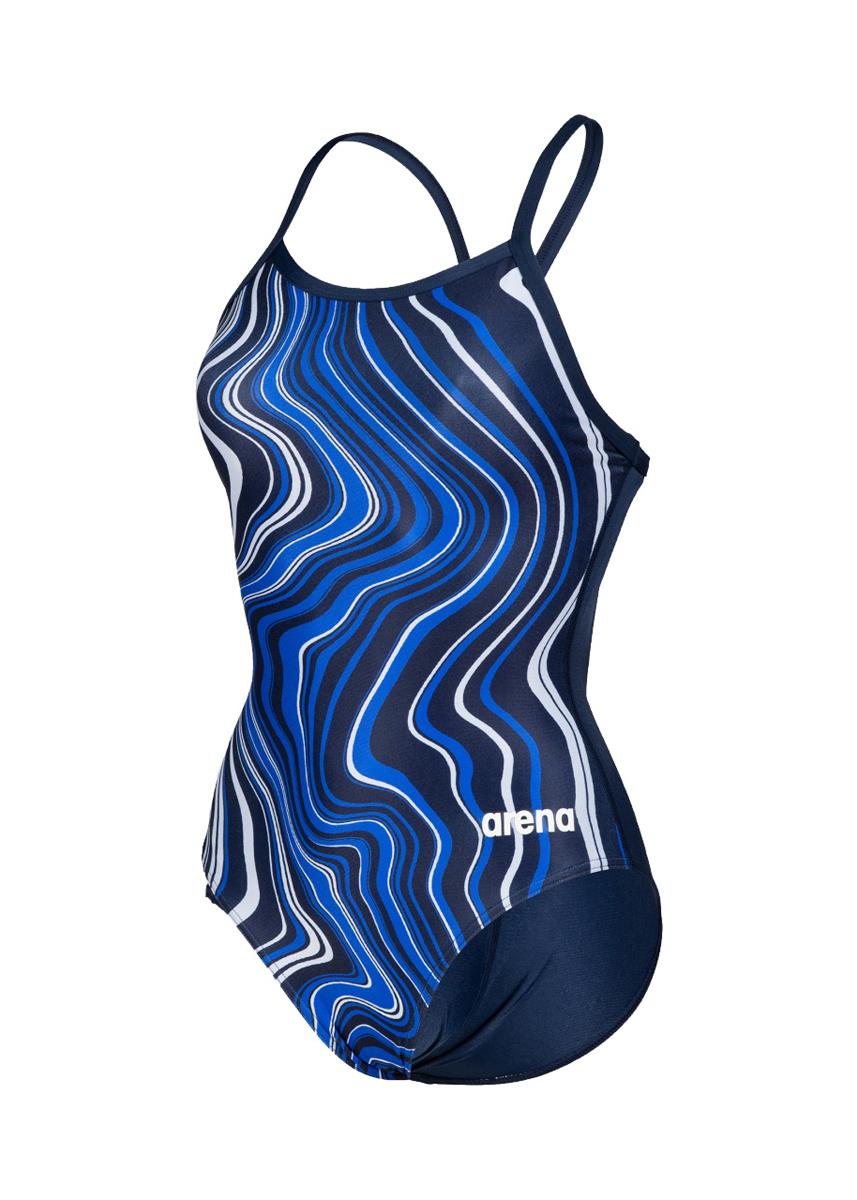 Arena Womens Marbled Lightdrop Back Swimsuit - Navy/Multi-568274