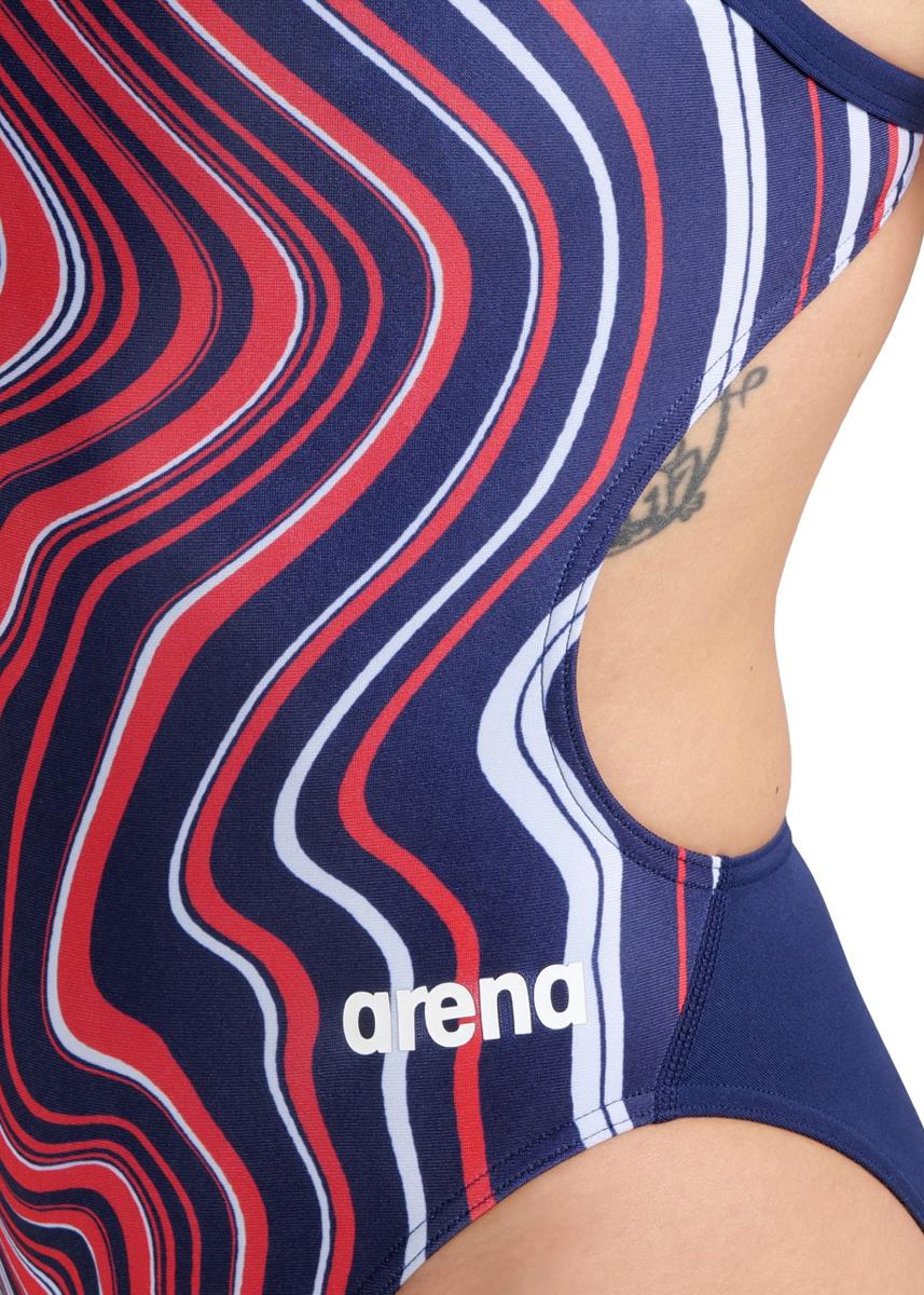 Arena Marbled Challenge Back Swimsuit - Navy/Red/Multi-568436