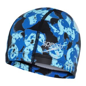 Speedo Junior Printed Pace Cap - Black/ Ercurial Blue/ Beautiful Blue/ White-0
