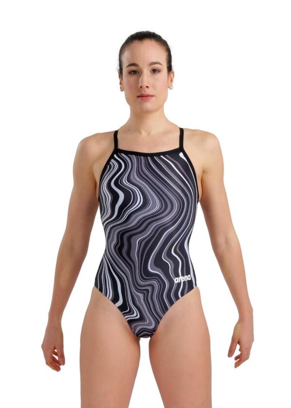 Arena Marbled Lightdrop Back Swimsuit - Black/Multi-0