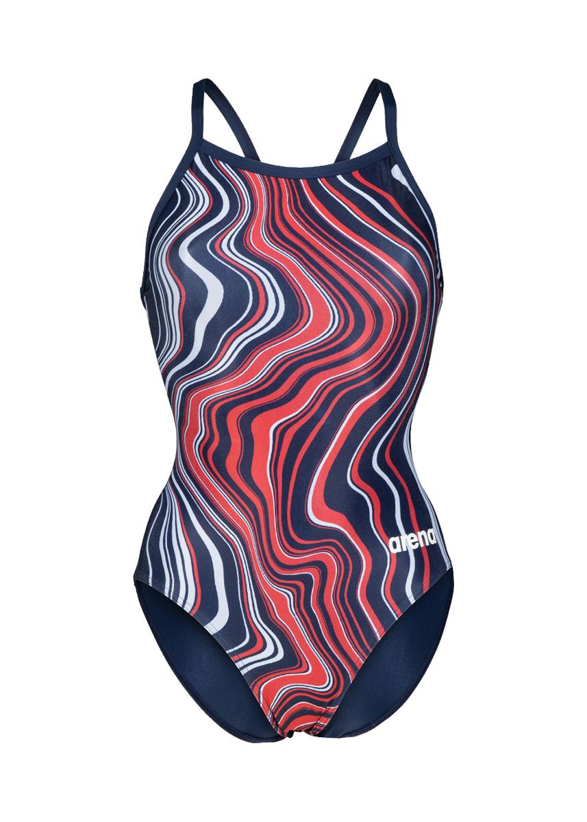 Arena Marbled Lightdrop Back Swimsuit - Navy/Red/Multi-568261