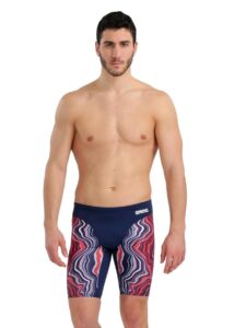 Arena Marble Print Jammer - Navy/Red/Multi