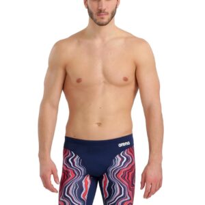 Arena Marble Print Jammer - Navy/Red/Multi-0