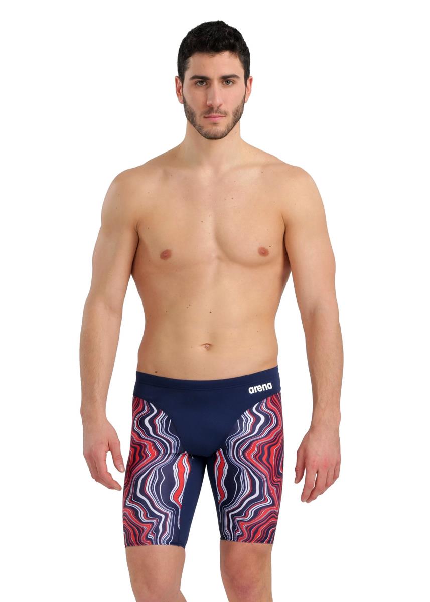 Arena Marble Print Jammer - Navy/Red/Multi-0