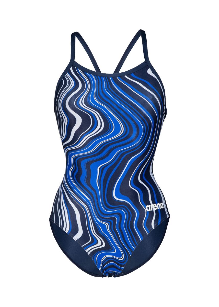 Arena Womens Marbled Lightdrop Back Swimsuit - Navy/Multi-568276