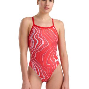 Arena Marbled Challenge Back Swimsuit - Red/Multi-0