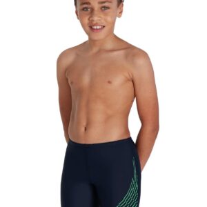Speedo Boy's Medley Logo Jammer - Navy/ Fake Green-0