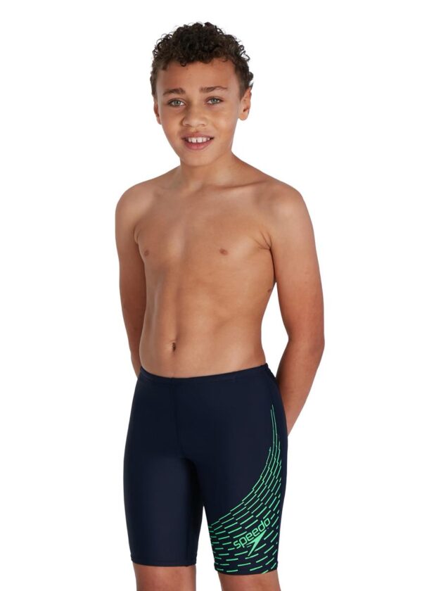 Speedo Boy's Medley Logo Jammer - Navy/ Fake Green-0