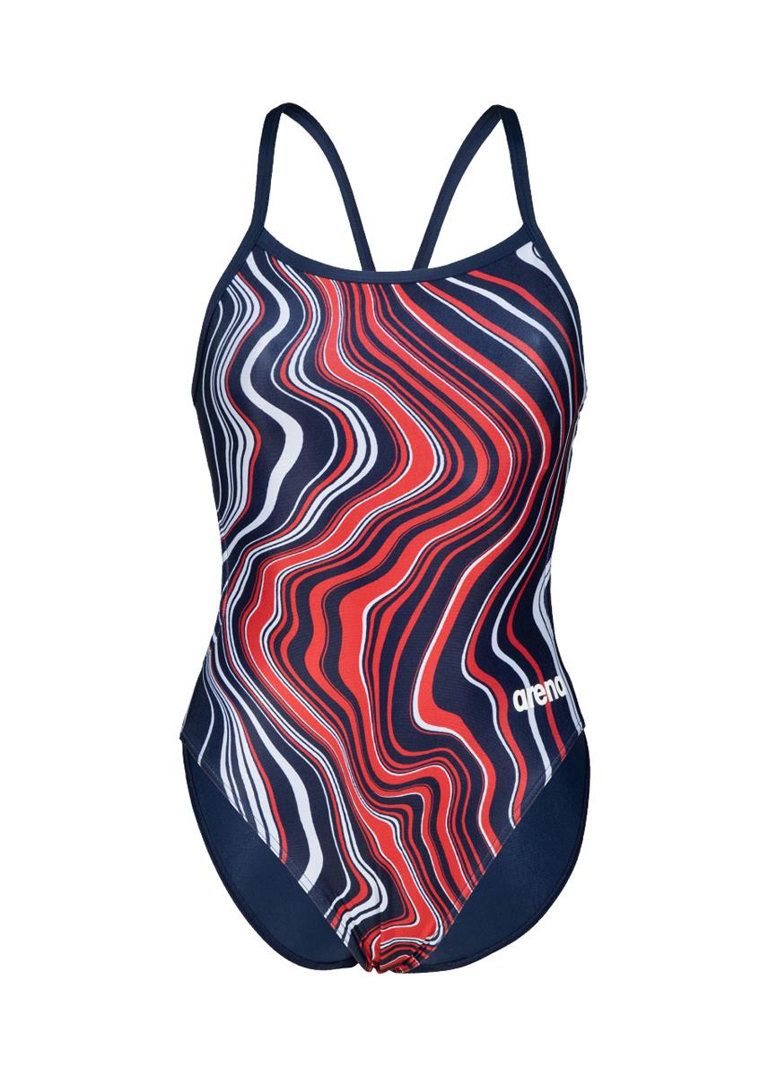 Arena Marbled Challenge Back Swimsuit - Navy/Red/Multi-568442