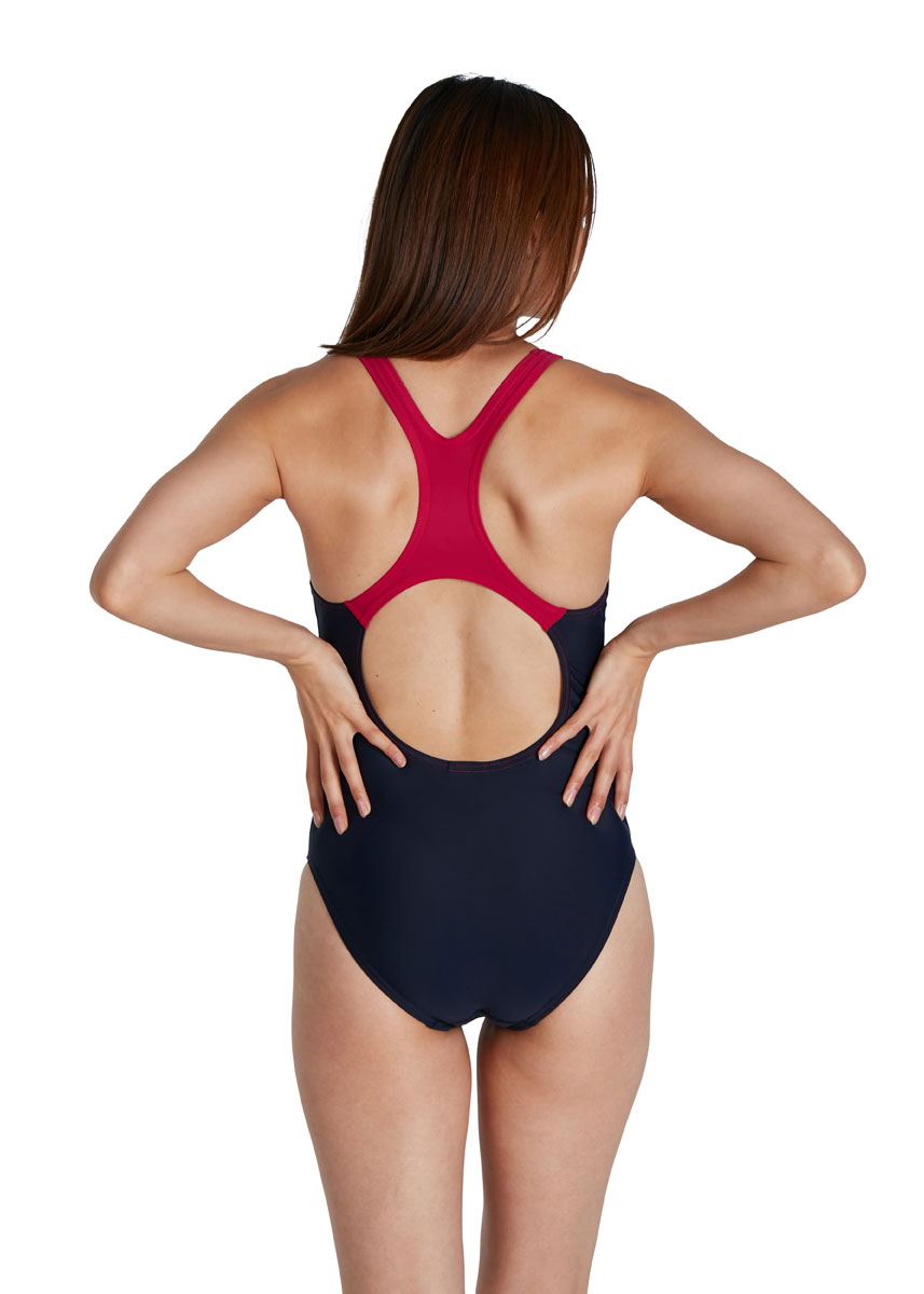 Speedo Womens Medley Logo Medalist Swimsuit - True Navy/ Magenta-brand