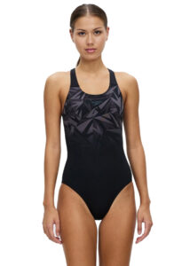 Speedo Hyperboom Allover Medalist Swimsuit - Black/ Oxid Grey/ USA Charcoal