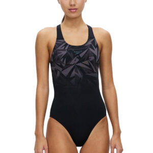 Speedo Hyperboom Allover Medalist Swimsuit - Black/ Oxid Grey/ USA Charcoal
