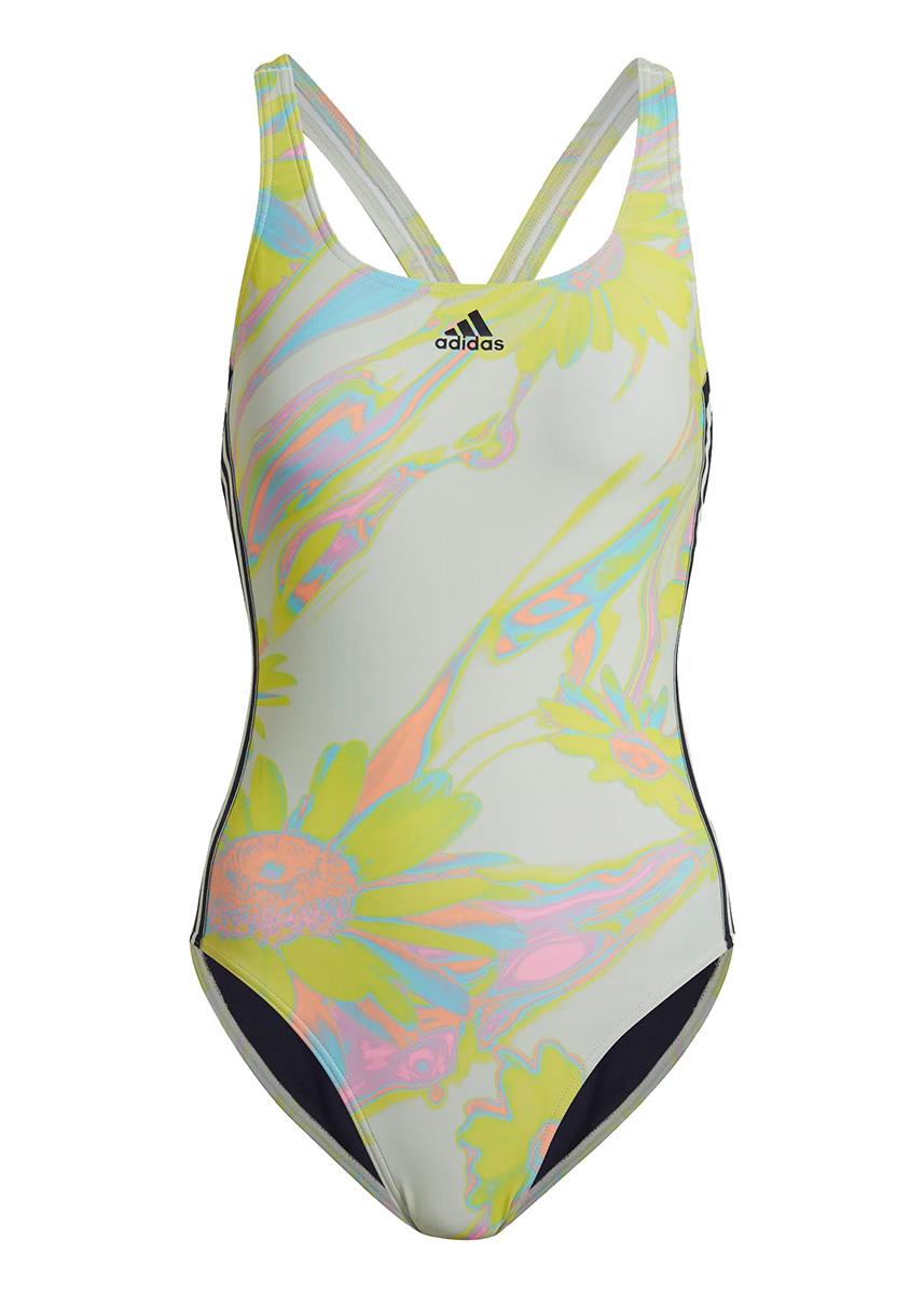 Adidas Women's Sea 3-Stripe Swimsuit - Lime/White/Black-570153