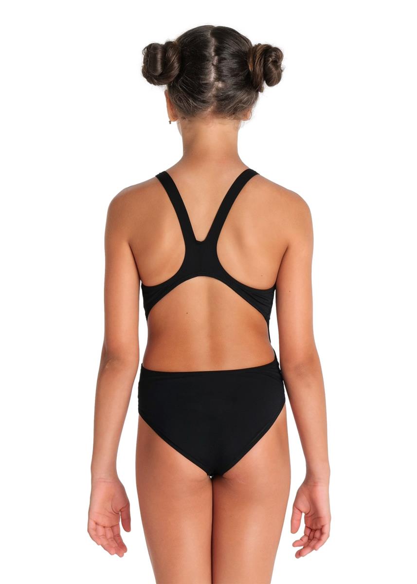 Arena Girl's Team Swim Tech Solid Swimsuit - Black / White-brand