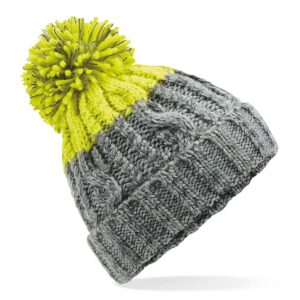 Beechfield Apres Beanie - Light Grey/Citron-0