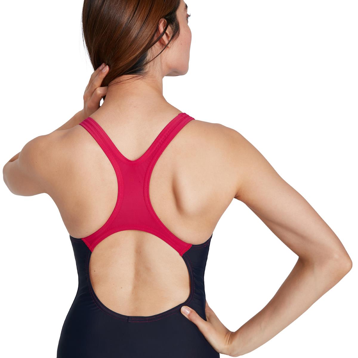 Speedo Womens Medley Logo Medalist Swimsuit - True Navy/ Magenta-569127