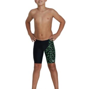 Speedo Boy's Digital Allover V Cut Jammer - Black/ Fluo Green-0