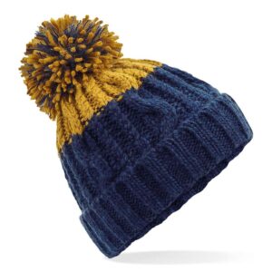 Beechfield Apres Beanie - Oxford Navy/Mustard-0