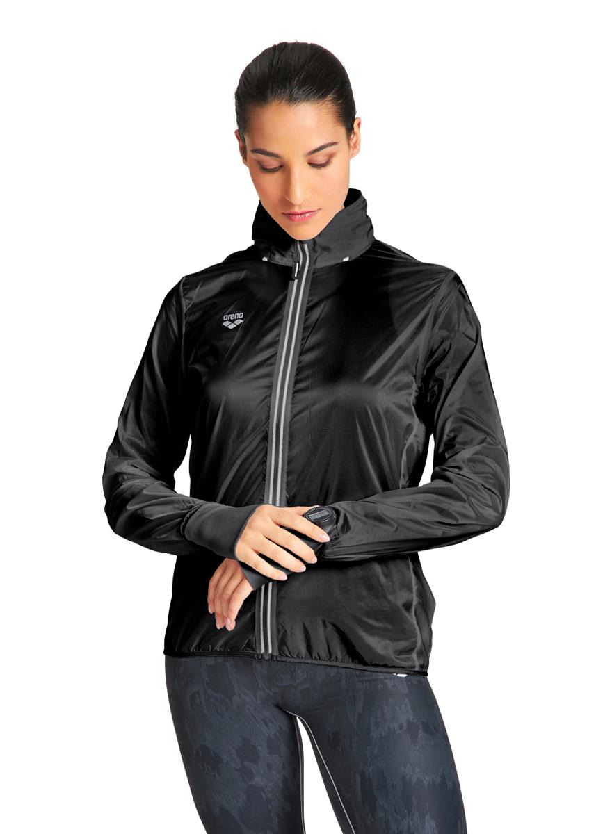 Arena Womens Slim Fit Windbreaker - Black/Silver