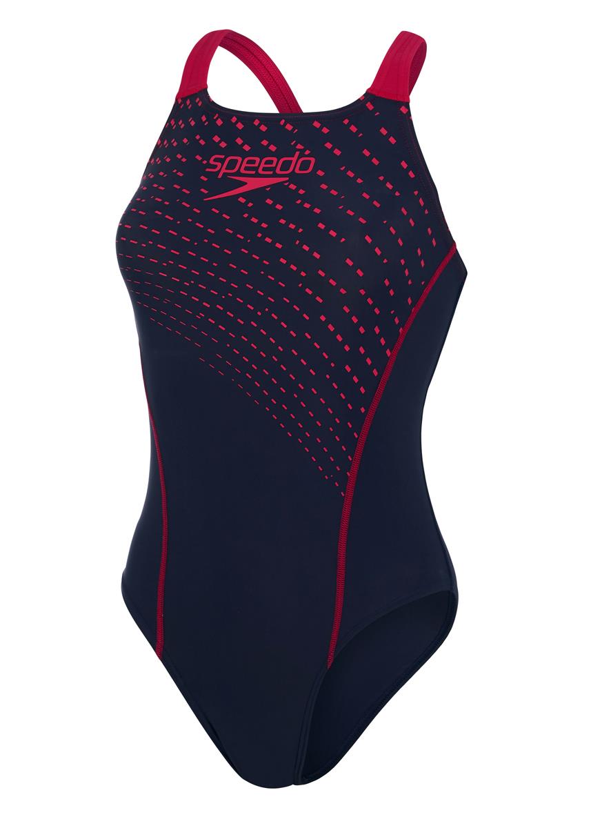 Speedo Womens Medley Logo Medalist Swimsuit - True Navy/ Magenta-569131