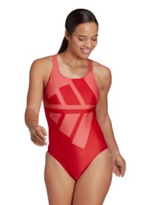 Adidas Womens 3 BARS Swimsuit - Vivid Red