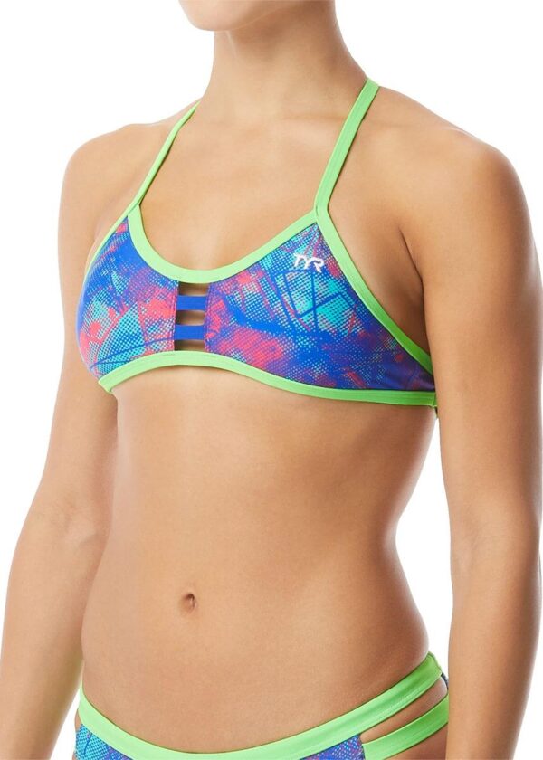 TYR Canvas Pacific Tieback Bikini Top - Red/Turquoise/Blue