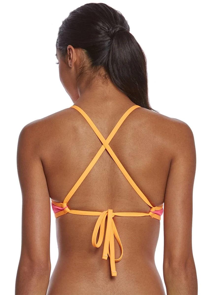 TYR Womens Solid Pacific Tieback Bikini Top - Pink/Orange-brand