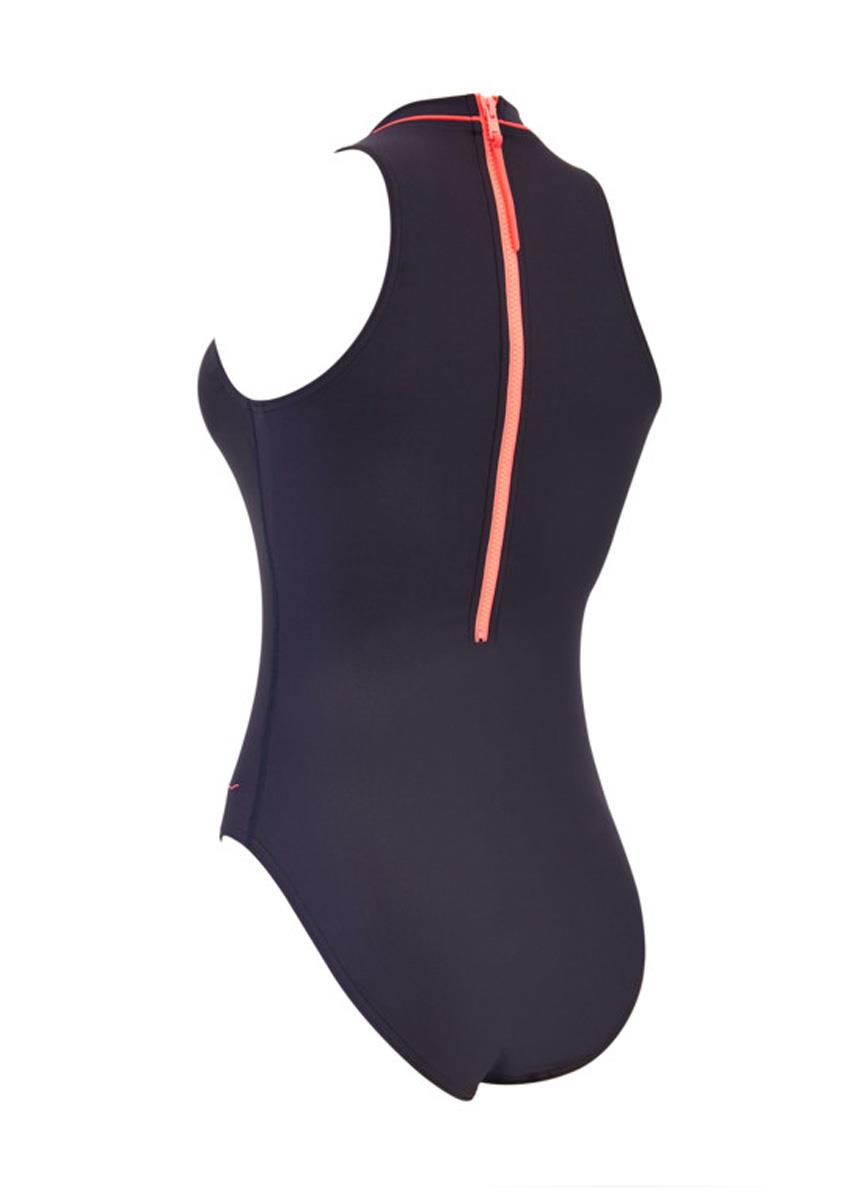 Zoggs Women's Cable Zipped Highneck Ecolast Swimsuit - Black-570755