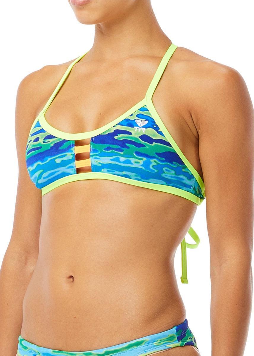 TYR Serenity Pacific Tieback Bikini Top - Blue/Green